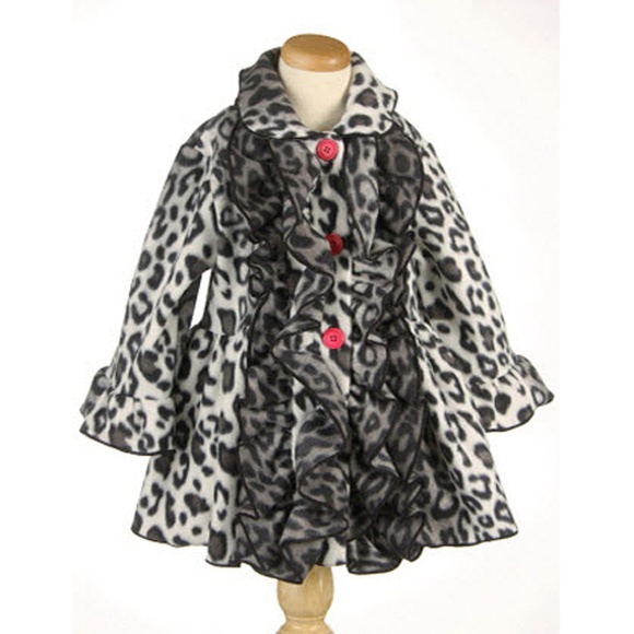 Mack & Co. NWT Leopard Fleece Ruffle Trimmed Coat - Picture 1 of 5